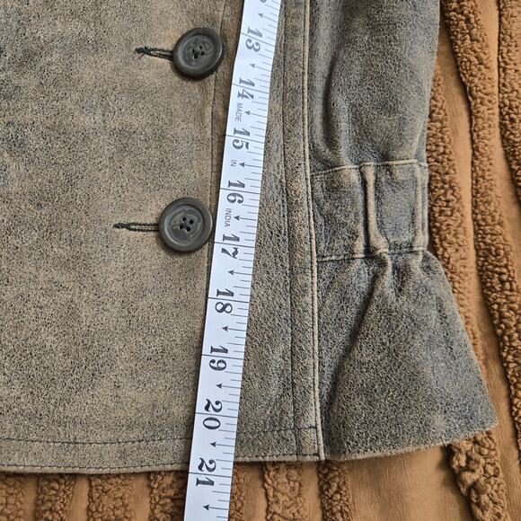 Express Womens Vtg Y2K Moto Brown Genuine Leather Suede Double Breasted Jacket 2 - Picture 12 of 12